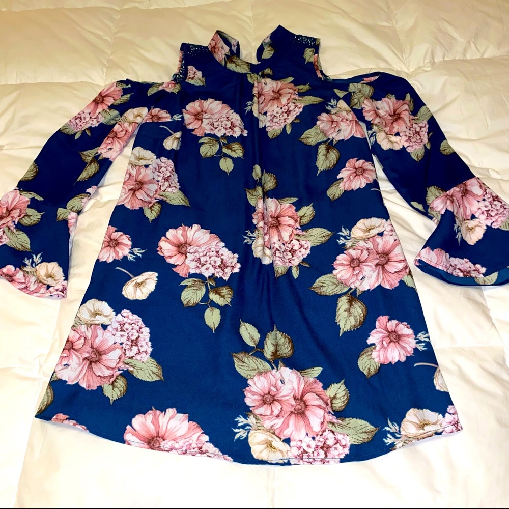 Floral cold shoulder dress